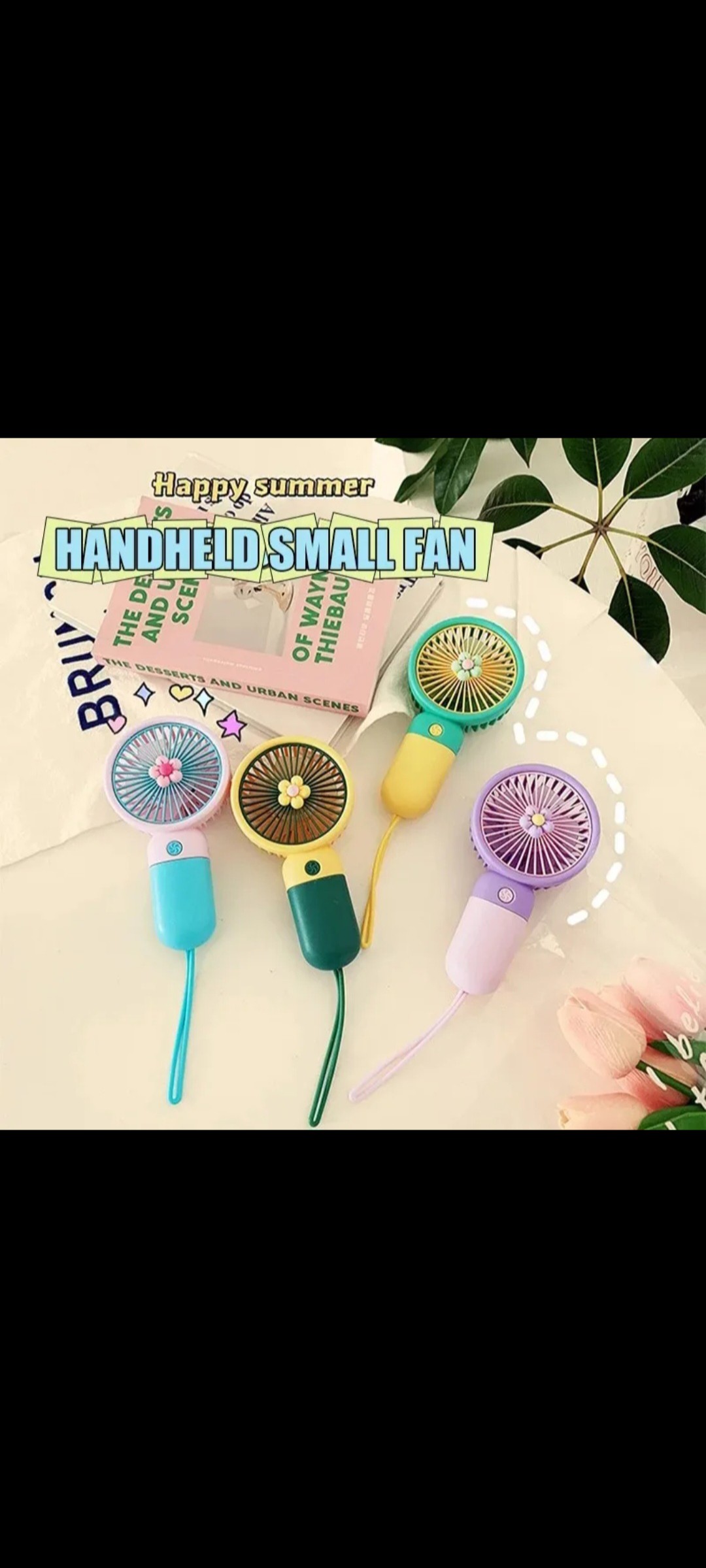 ພັດລົມນ້ອຍພົກພາ Mini Handheld Fan ມາພ້ອມສາຍສາກ ແລະ ຖານຕັ້ງ. ສາມາດປັບຄວາມແຮງໄດ້ 3ລະດັບ